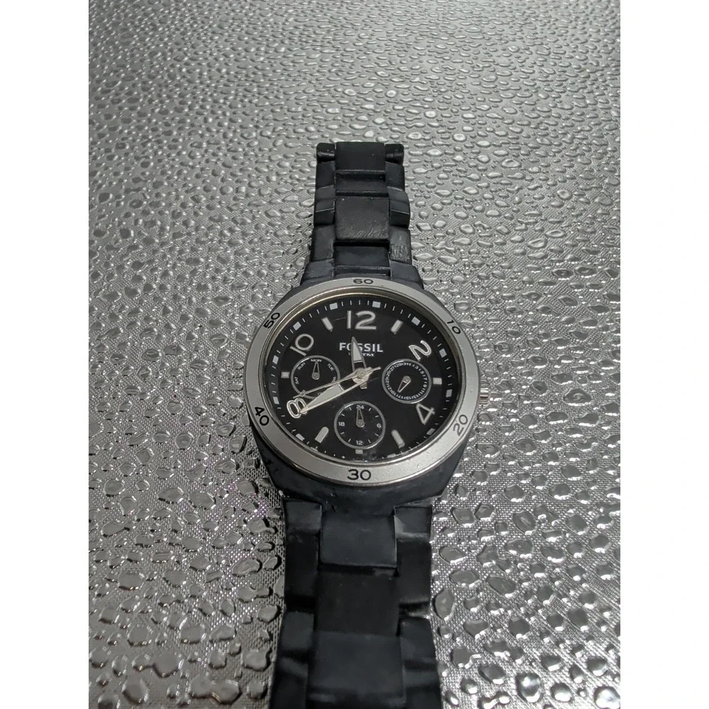Fossil Berkley Ceramic Band, Black Dial Women's Watch CE1043 Crystal Bezel